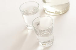 10458   Two shot glasses of clear spirits
