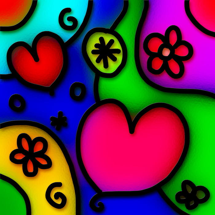 <p>Stained glass whimsical heart pattern.</p>