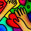 9633   stained glass love hands