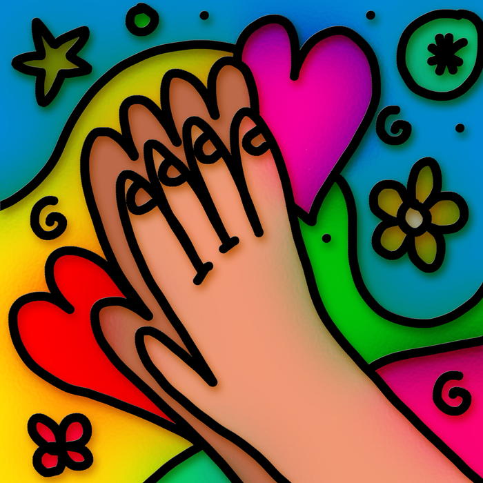 <p>Stained glass praying hands illustration.</p>
