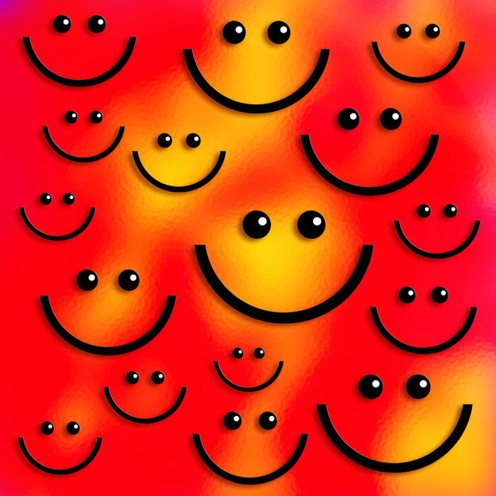 <p>Stained glass effect smiling faces.</p>