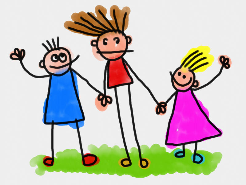 <p>Stick family watercolour drawing.</p>
