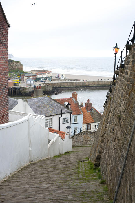 Aerial view of Tate hill in Whitby West Cliff