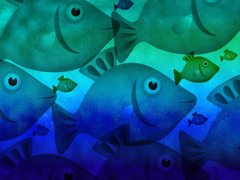 <p>Cartoon shoal of fish clipart illustration.</p>
