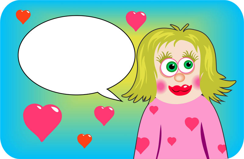 <p>Cartoon girl in love clip art illustration.</p>
