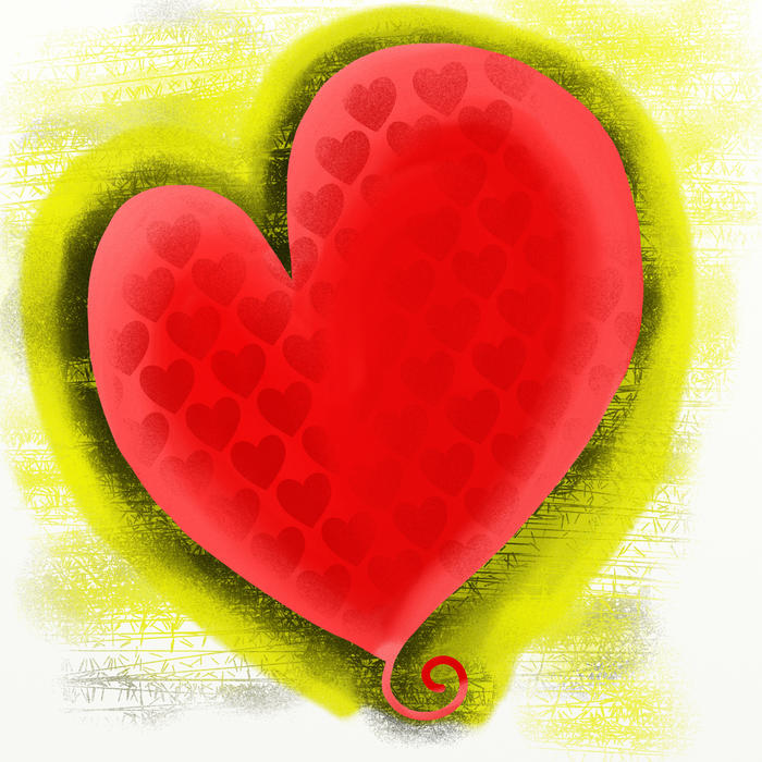 <p>Hand painted love heart shape.<br />
</p>
