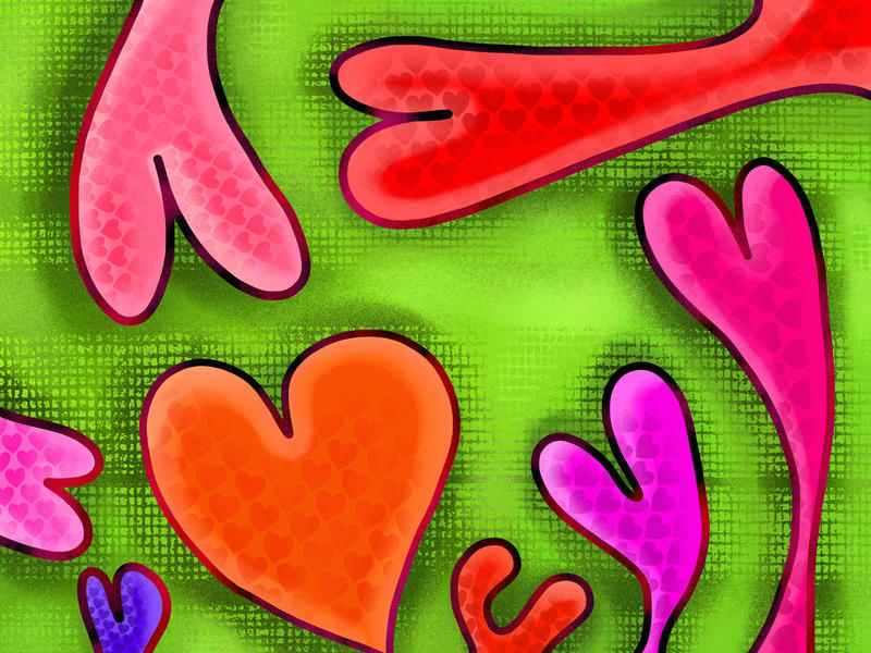 <p>Hand painted love heart doodle background.</p>
