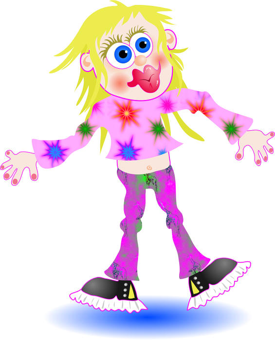 <p>Cartoon girl in pink clip art illustration.</p>
