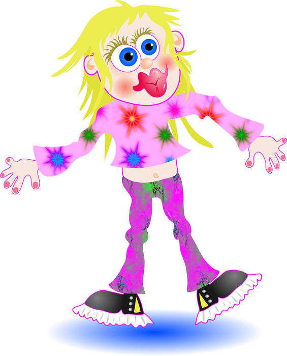 <p>Cartoon girl in pink clip art illustration.</p>