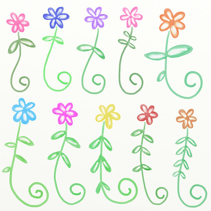 <p>Watercolour flower doodles.</p>
