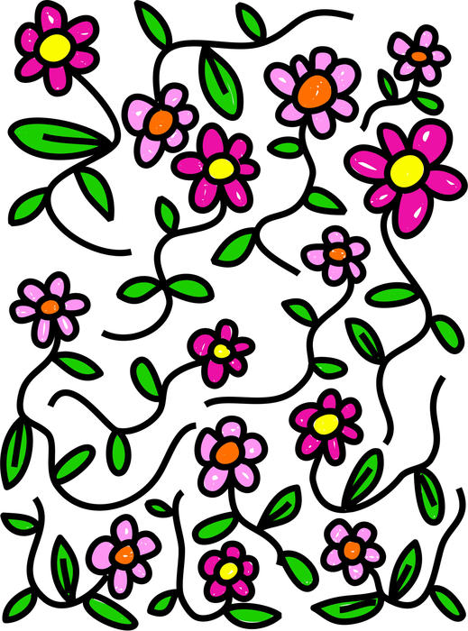 <p>Whimsical flowers clip art illustration.</p>
