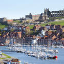 7859   Whitby upper harbour and abbey ruins