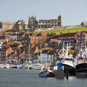 7862   Whitby upper harbour and abbey ruins