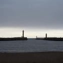 8057   Navigation lights on stone piers