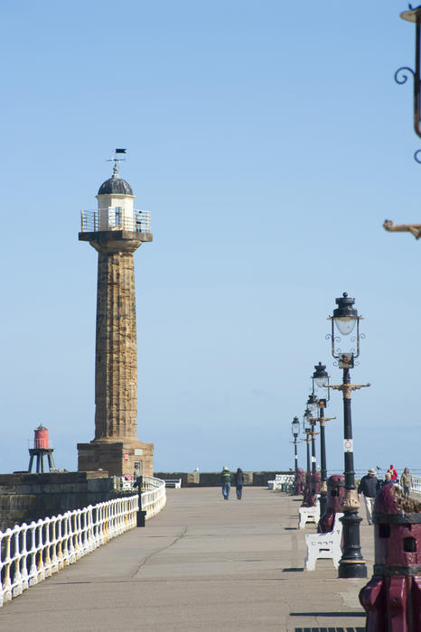 Landscape of old west navigation light over the blue sky background