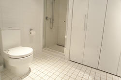 10667   Monochromatic white bathroom interior