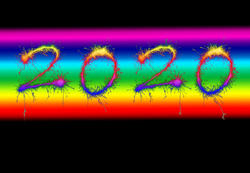 17211   2020 New Year date on a rainbow colored background