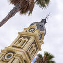 17002   Tilted angle view of the clock tower in Glenelg