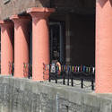 12822   Line of red columns at the Albert Dock