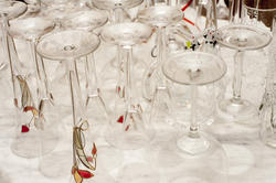 17146   Assorted clean upturned drinks glasses