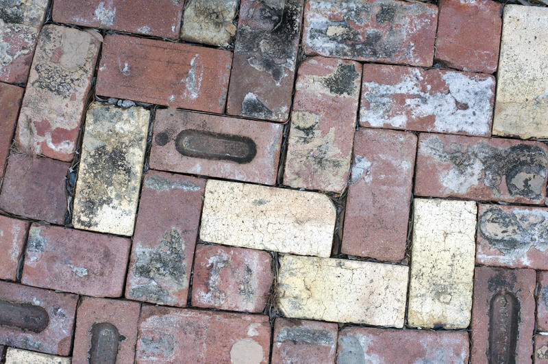 Conceptual background with overhead view of bricks placed in a pleasing pattern