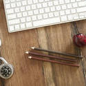 11905   Lock, Pencils and Pipe on Rustic Computer Desk