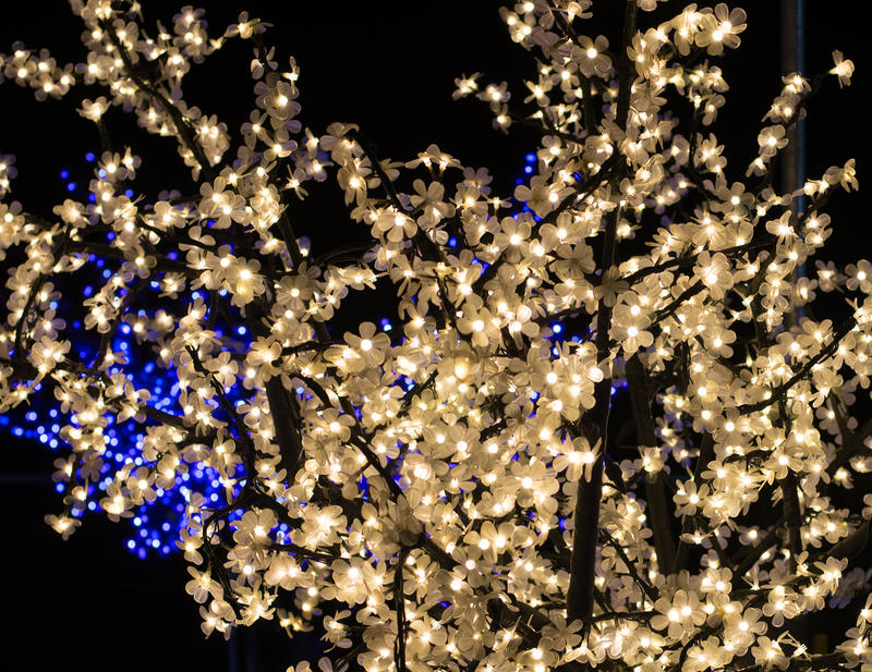 <p>Gold Christmas lights FREE photo</p>
