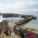 12894   Wide angle view of harbor in Crail