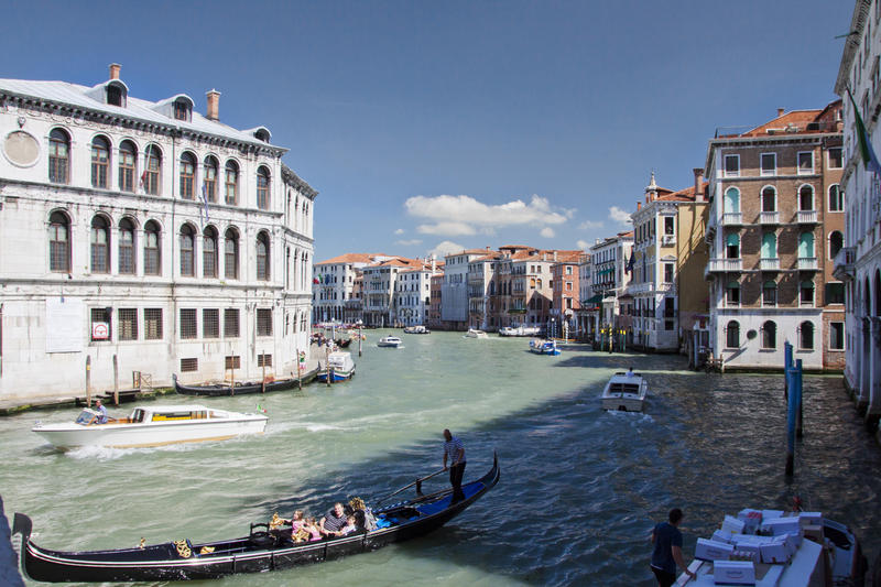 <p>The busy Grand Canal in Venice, Italy. Taken from the famous Rialto Bridge.</p>
