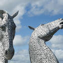 12855   The Kelpies, Falkirk, Scotland against a blue sky
