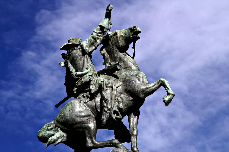 <p>The Kit Carson Statue in downtown Denver is shown against an April blue sky.</p>

<p><a href="http://pinterest.com/michaelkirsh/">http://pinterest.com/michaelkirsh/</a></p>
