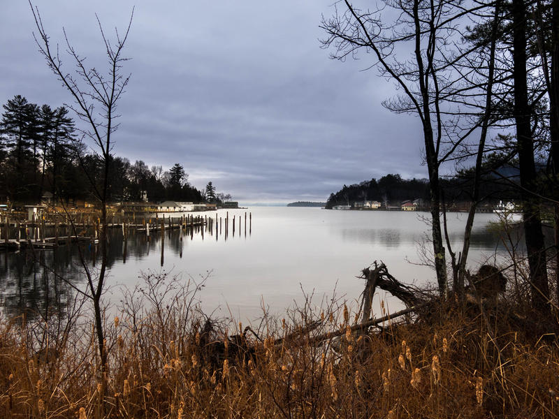 <p>Overcast skies and lake after the rains in late autumn </p>