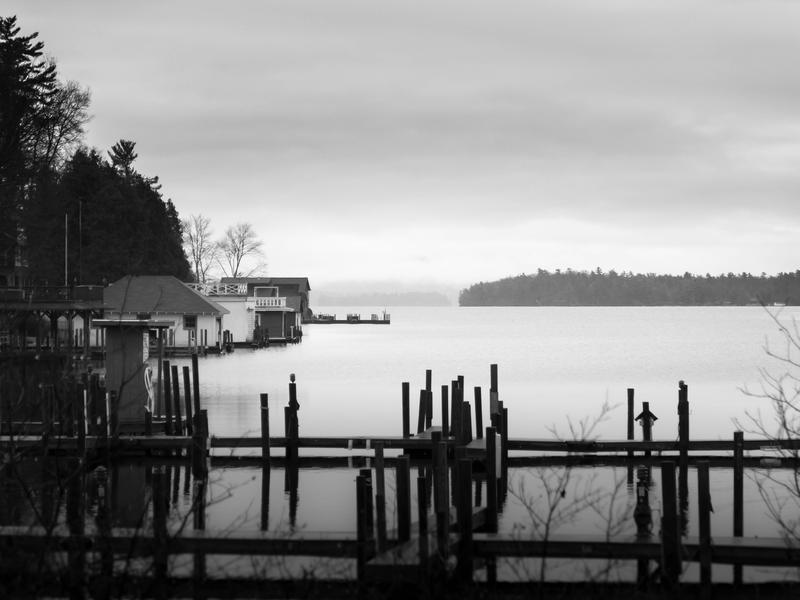 <p>Lake rains mood shot in black and white in rural Vermont.</p>