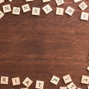 stock image 13086   Frame composed of wooden alphabet letter blocks