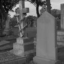 17046   Black and white photo of gravestones.