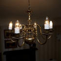 11895   Brass Chandelier Hanging from Ceiling in Home