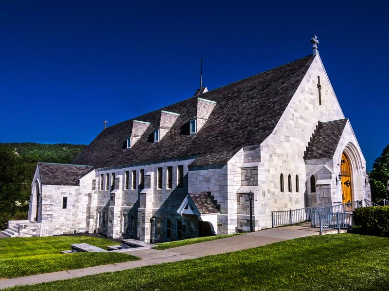 <p>Marble stone South side of Catholic Church, Proctor, Vermont.</p>
