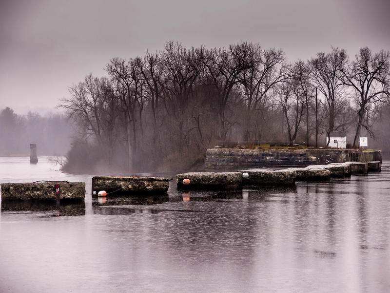 <p>Misty and rainy day at the river in upper state New York.</p>
