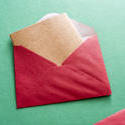 13159   Blank brown card in a red Christmas envelope