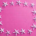 13107   Oval white starfish frame on colorful pink