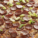 12763   Full background of pepperoni pizza