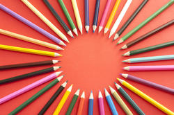 12192   Colorful Pencil Crayons Arranged in Circle
