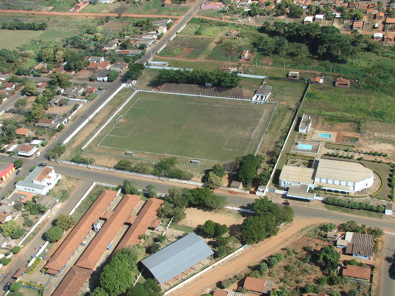 <p>football (soccer) field seen from above</p>
