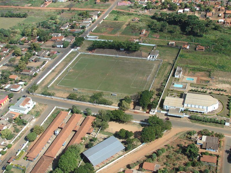 <p>football (soccer) field seen from above</p>
