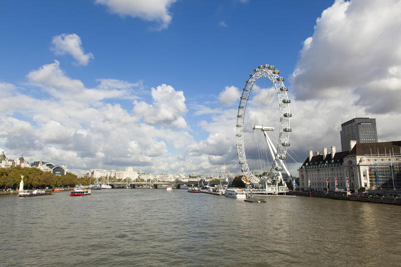 <p>River Thames , south bank featuring the London Eye</p>
