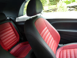 16360   Colorful red and black leather sports seats