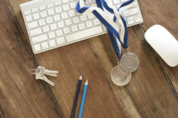 11884   Business Achievement Medals on Wood Computer Desk