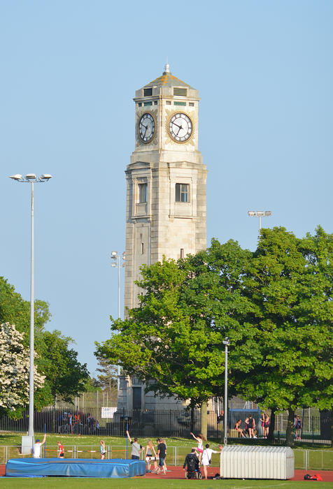 <p>The clock tower on a sunny day</p>
Clock tower at Stanley Park in Blackpool