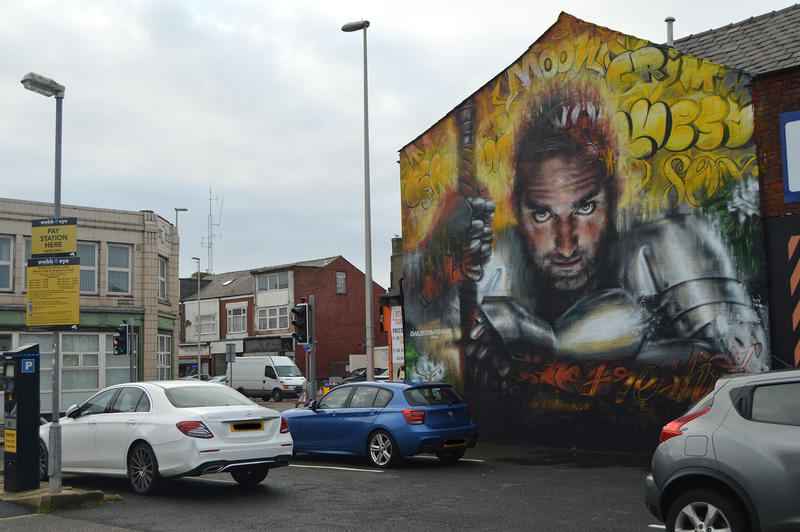 <p>Sand, Sea and Spray - Urban Art Festival in Blackpool, More pics like this at https://www.amazon.co.uk/Graffiti-Art-Sand-Spray-plus-ebook/dp/B08X2ZDMJG/ref=sr_1_1?dchild=1&keywords=graffiti+art+Blackpool&qid=1623849578&s=digital-text&sr=1-1</p>
The Knight - Sand, Sea and Spray