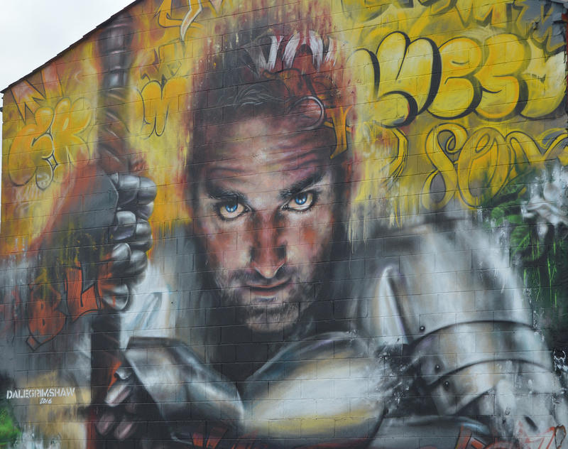 <p>Sand, Sea and Spray - Urban Art Festival in Blackpool. You can find more artworks like this at - https://www.amazon.co.uk/Graffiti-Art-Sand-Spray-plus-ebook/dp/B08X2ZDMJG/ref=sr_1_1?dchild=1&keywords=graffiti+art+Blackpool&qid=1623849578&s=digital-text&sr=1-1</p>
The knight - Sand, Sea and Spray